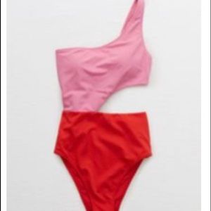 Aerie Cutout One Shoulder Swimsuit